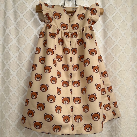 MOSCHINO BABY Satin Bear Ruffle Sleeved Dress - Picture 2 of 4